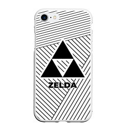 Чехол iPhone 7/8 матовый Символ Zelda на светлом фоне с полосами, цвет: 3D-белый