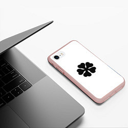 Чехол iPhone 7/8 матовый Черный пятилистный клевер из аниме - черный клевер, цвет: 3D-светло-розовый — фото 2