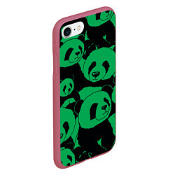 Чехол iPhone 7/8 матовый Panda green pattern, цвет: 3D-малиновый — фото 2