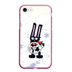 Чехол iPhone 7/8 матовый Черный кролик c рулём, цвет: 3D-малиновый