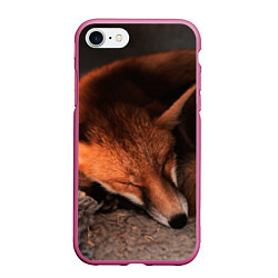 Чехол iPhone 7/8 матовый Спящая лисичка, цвет: 3D-малиновый