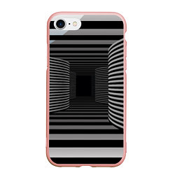 Чехол iPhone 7/8 матовый Коридор - оптическая иллюзия, цвет: 3D-светло-розовый
