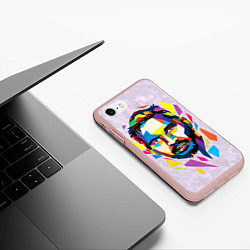 Чехол iPhone 7/8 матовый Портрет Тома Харди в геометрическом стиле, цвет: 3D-светло-розовый — фото 2