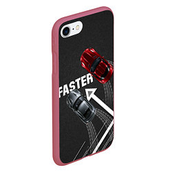 Чехол iPhone 7/8 матовый Faster гонки JDM, цвет: 3D-малиновый — фото 2