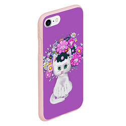 Чехол iPhone 7/8 матовый Зеленоглазый котэ, цвет: 3D-светло-розовый — фото 2
