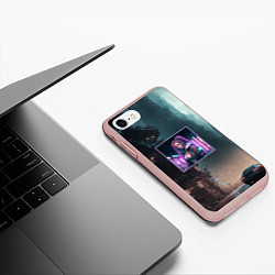 Чехол iPhone 7/8 матовый Sci-fi girl and cyberpunk vibes, цвет: 3D-светло-розовый — фото 2