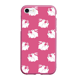 Чехол iPhone 7/8 матовый Сексуальные кролики на розовом, цвет: 3D-малиновый