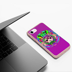 Чехол iPhone 7/8 матовый Кролик Неон, цвет: 3D-светло-розовый — фото 2
