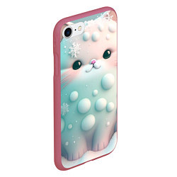Чехол iPhone 7/8 матовый Толстый снежный котик пастельные цвета, цвет: 3D-малиновый — фото 2