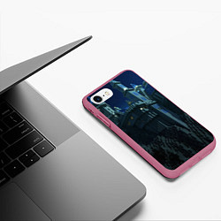 Чехол iPhone 7/8 матовый Гора и замок из блоков майнкрафт, цвет: 3D-малиновый — фото 2