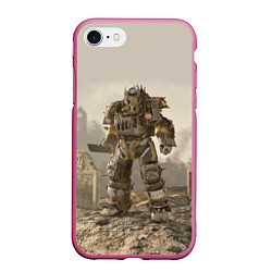 Чехол iPhone 7/8 матовый Bone raider power armor skin in fallout, цвет: 3D-малиновый