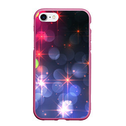 Чехол iPhone 7/8 матовый Поп арт неоновые звезды космического неба, цвет: 3D-малиновый