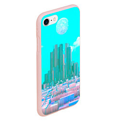 Чехол iPhone 7/8 матовый Нейронный сай-фай кибергород, цвет: 3D-светло-розовый — фото 2