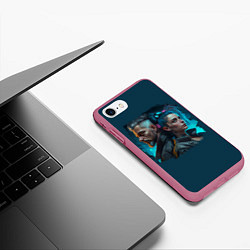 Чехол iPhone 7/8 матовый Киберпанк - детективы, цвет: 3D-малиновый — фото 2