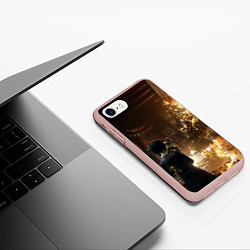 Чехол iPhone 7/8 матовый Уэнсдэй поджог, цвет: 3D-светло-розовый — фото 2