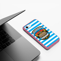 Чехол iPhone 7/8 матовый Диванные Войска - тельняшка, цвет: 3D-малиновый — фото 2