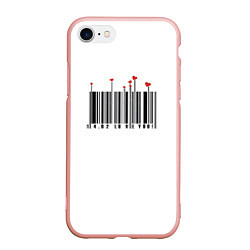 Чехол iPhone 7/8 матовый Barcode love you, цвет: 3D-светло-розовый