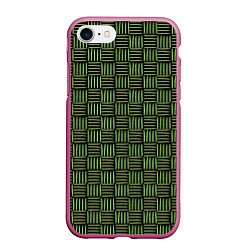 Чехол iPhone 7/8 матовый Паттерн из зеленых линий, цвет: 3D-малиновый