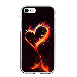 Чехол iPhone 7/8 матовый Арт нейросети пламенное сердце, цвет: 3D-белый