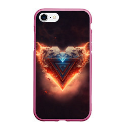 Чехол iPhone 7/8 матовый Каменное сердце в неоновом красном электрическом с, цвет: 3D-малиновый