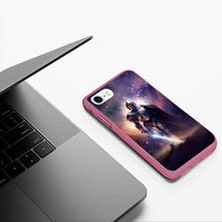 Чехол iPhone 7/8 матовый Космический рыцарь, цвет: 3D-малиновый — фото 2