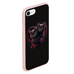 Чехол iPhone 7/8 матовый Котики с цветами, цвет: 3D-светло-розовый — фото 2