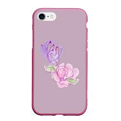 Чехол iPhone 7/8 матовый Лайн арт рука и цветок, цвет: 3D-малиновый