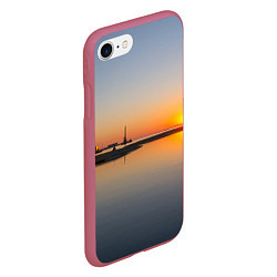 Чехол iPhone 7/8 матовый Санкт-Петербург, закат на Финском заливе, цвет: 3D-малиновый — фото 2