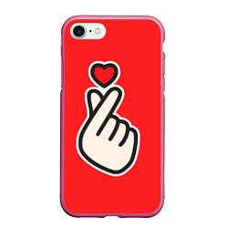 Чехол iPhone 7/8 матовый К- Heart, цвет: 3D-малиновый