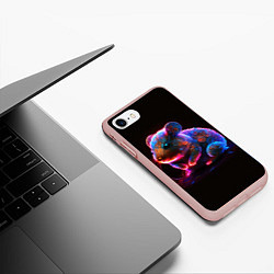 Чехол iPhone 7/8 матовый Неоновый хомячок, цвет: 3D-светло-розовый — фото 2