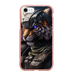 Чехол iPhone 7/8 матовый Battle Tiger, цвет: 3D-светло-розовый