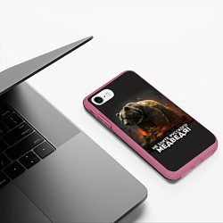 Чехол iPhone 7/8 матовый Не злите русского медведя, цвет: 3D-малиновый — фото 2