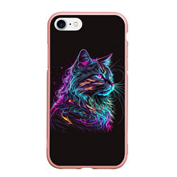 Чехол iPhone 7/8 матовый Неоновая кошечка, цвет: 3D-светло-розовый