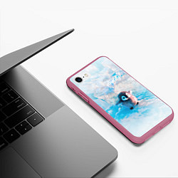 Чехол iPhone 7/8 матовый Милый пингвин - папочка, цвет: 3D-малиновый — фото 2