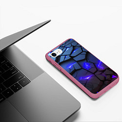 Чехол iPhone 7/8 матовый Светящаяся синяя лава, цвет: 3D-малиновый — фото 2