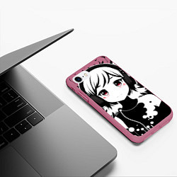 Чехол iPhone 7/8 матовый Cute anime cupid angel girl wearing headphones, цвет: 3D-малиновый — фото 2