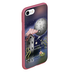 Чехол iPhone 7/8 матовый Ночная сказка, цвет: 3D-малиновый — фото 2