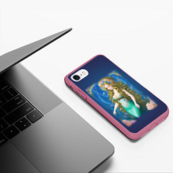Чехол iPhone 7/8 матовый Фэнтези женщина русалка с цветами, цвет: 3D-малиновый — фото 2