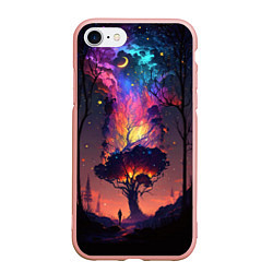 Чехол iPhone 7/8 матовый Огненное дерево в звездном лесу