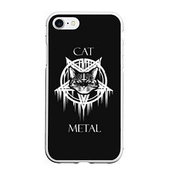 Чехол iPhone 7/8 матовый Cat metal, цвет: 3D-белый