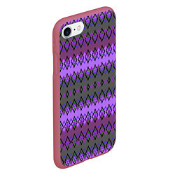 Чехол iPhone 7/8 матовый Серо-фиолетовый этнический геометрический узор, цвет: 3D-малиновый — фото 2