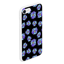 Чехол iPhone 7/8 матовый Дудл цветы на черном - паттерн, цвет: 3D-белый — фото 2