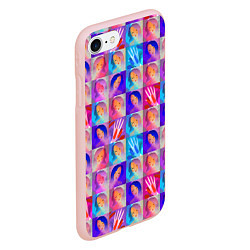 Чехол iPhone 7/8 матовый Клетчатый узор с девушками, цвет: 3D-светло-розовый — фото 2