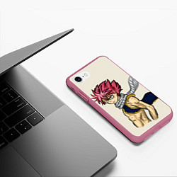 Чехол iPhone 7/8 матовый Нацу в шарфе, цвет: 3D-малиновый — фото 2