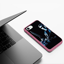 Чехол iPhone 7/8 матовый Терминатор art, цвет: 3D-малиновый — фото 2