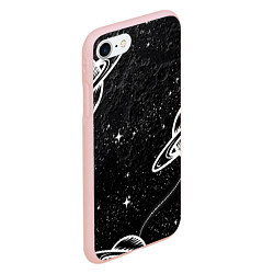 Чехол iPhone 7/8 матовый Черно-белый Сатурн, цвет: 3D-светло-розовый — фото 2