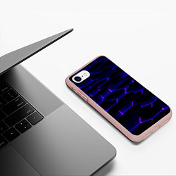 Чехол iPhone 7/8 матовый Космическая неоновая плитка, цвет: 3D-светло-розовый — фото 2