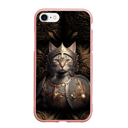 Чехол iPhone 7/8 матовый Кот в доспехах, цвет: 3D-светло-розовый