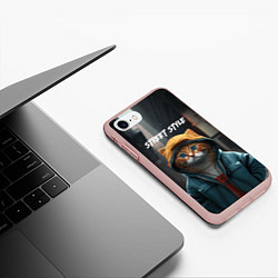 Чехол iPhone 7/8 матовый Street cat, цвет: 3D-светло-розовый — фото 2