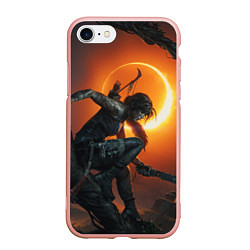 Чехол iPhone 7/8 матовый Lara Croft, цвет: 3D-светло-розовый